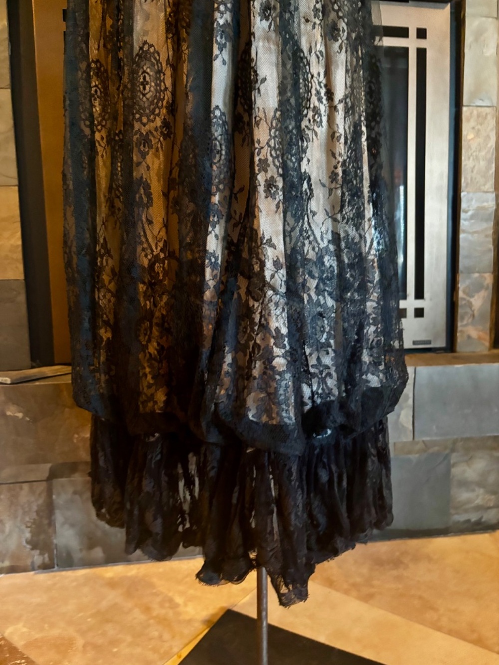 50s Bill Blass Black Cameo Tulle Lace Cocktail Dress S-M no label - Picture 10 of 10